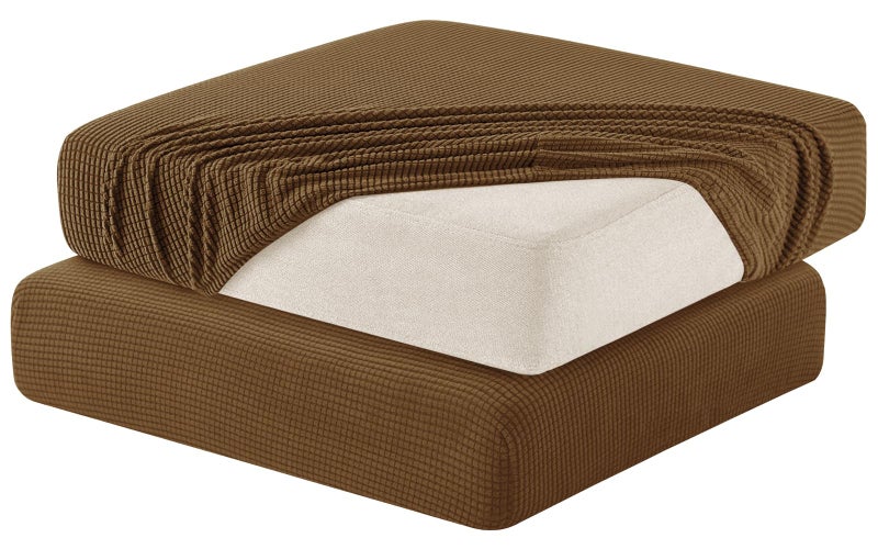 Hokway Stretch Couch Cushion Slipcovers Reversible Cushion Replacement Slipcovers Sofa Cushion Covers(Coffee, 2) - Image 1